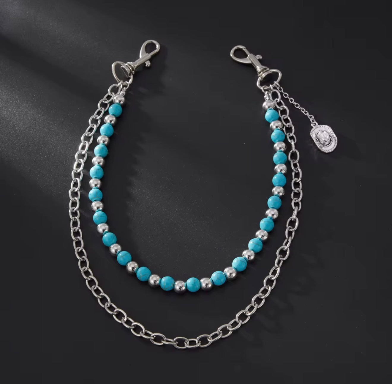 Catena Pantalone Cowboy con Turchese e Charm Vintage