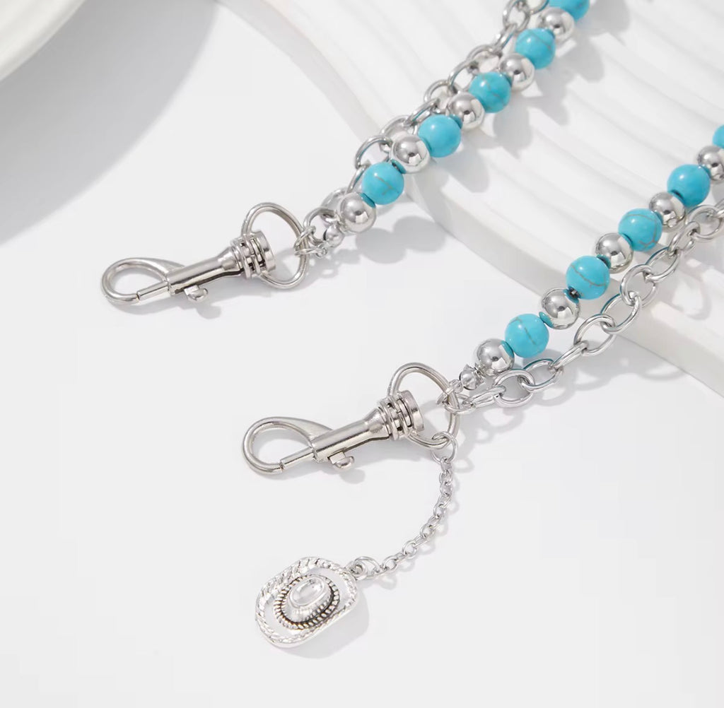 Catena Pantalone Cowboy con Turchese e Charm Vintage