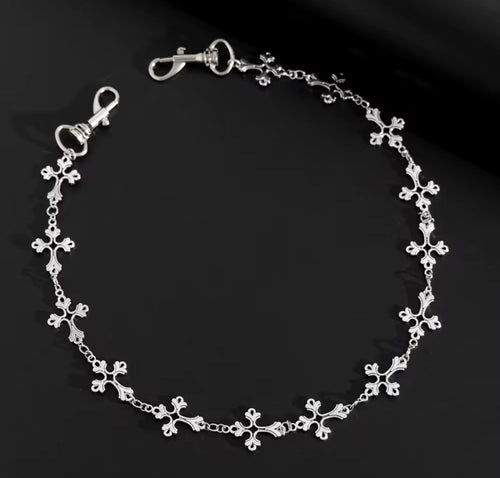 Catena Pantaloni a Maglie Crociate Silver – Accessorio Jeans Streetwear Grunge & Gothic