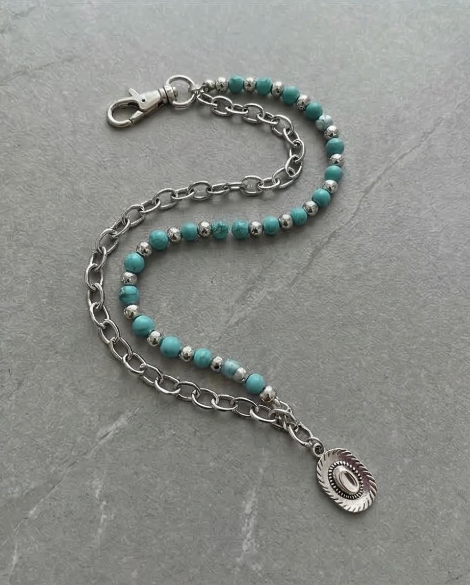 Catena Pantalone Cowboy con Turchese e Charm Vintage